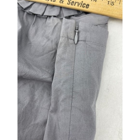 J. Crew Women's Tank Top Gray Ruffle Neckline Criss Cross Straps Side Zip Sz 2 - Picture 8 of 11